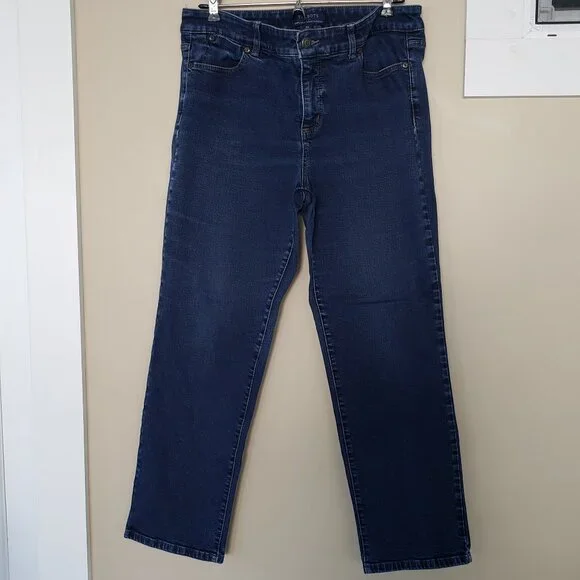 EUC women's Talbots Simply Flattering 5-pocket straight jeans 12P - Picture 2 of 13